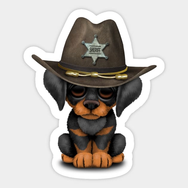 Cute Doberman Puppy Dog Sheriff Sticker by jeffbartels